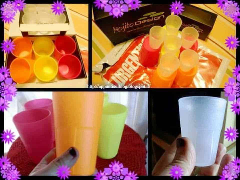 Bicchieri Mojito: Bicchieri glow ecosostenibili: Colorate tazze di plastica in vari colori, perfette per feste e picnic. Ideali per bevande fredde o calde, pratiche e leggerezze per ogni occasione all'aperto o in casa..