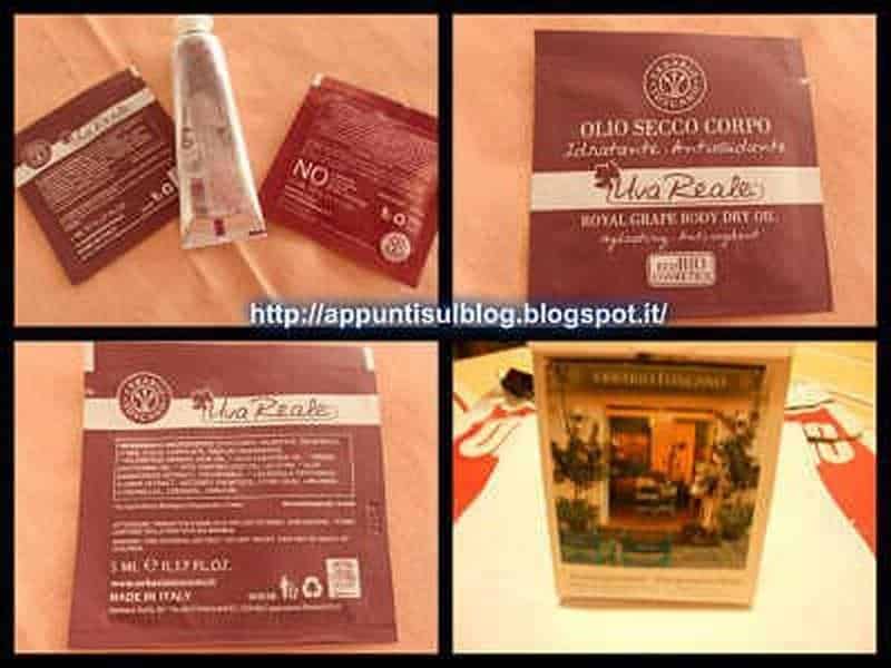 Erbario Toscano, bellezza nostrana naturale 3 Olio secco corpo con integratori naturali e prodotti di bellezza, inclusi creme e oli per la cura della pelle e del corpo, presentati in confezioni informative e brochure di marketing.