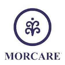 Morcare logo, marchio Morcare con simbolo e nome, design professionale e minimalista, marchio aziendale nel settore benessere e cura della pelle, branding Morcare, immagine aziendale.