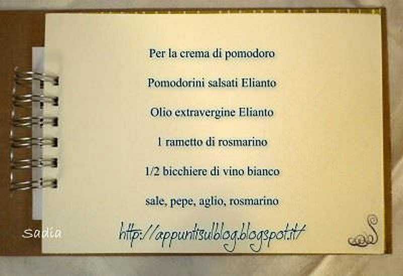 Menu con budino di orzo e pasticcio di pane