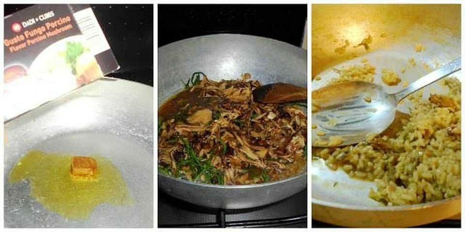 Menu: Riso con funghi, pollo e insalata