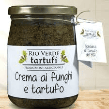 Rio Verde Tartufi, dall'Abruzzo in casa nostra 3 Crema ai funghi e tartufo artigianale in barattolo, prodotto tipico Rio Verde Tartufi, condimento gourmet per piatti di alta cucina, senza conservanti o additivi.