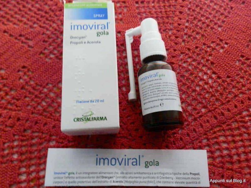 Imoviral Gola spray per mal di gola con Propoli e Acquolina, confezione da 20 ml, trattamento naturale per il sollievo delle infezioni della gola, prodotto consigliato da Appunti Sul Blog.