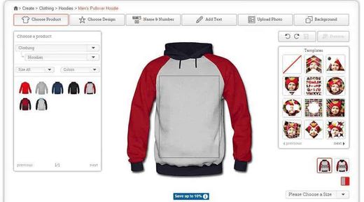 Snapmade gadget da personalizzare in pochi minuti 3 Red and grey personalized hoodie design creation online.