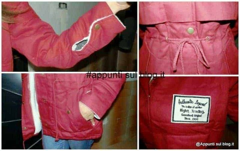 Prova in plastica resistente rossa, mostra dettagli di cuciture e chiusure, ideale per abbigliamento in materiali durevoli e trendy. Esempio di produzione di abbigliamento di alta qualità, perfetto per look casual e pratici.