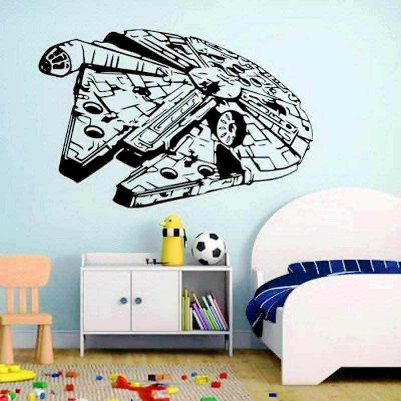 Clock wall decal in spaceship design for kids room decor, fun and educational space theme for children's bedroom or playroom.