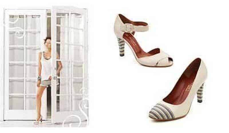 De Robert una realtà italiana di scarpe dal design unico 2 Elegante scarpa con tacco alto color crema con dettagli a righe nere e bianche, ideale per occasioni speciali e look femminili sofisticati.