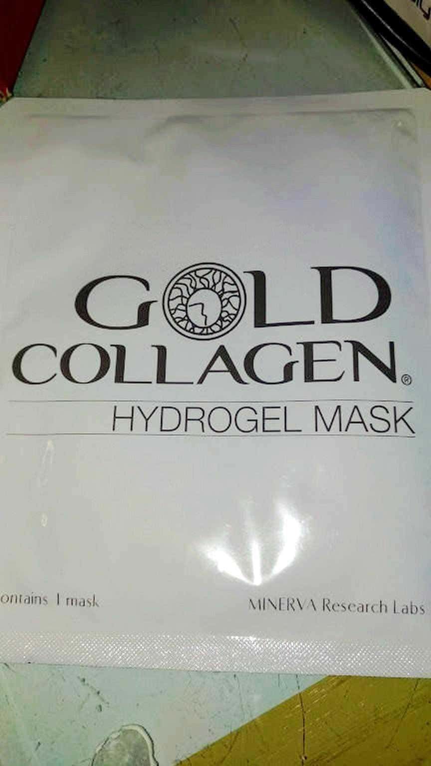 GOLD COLLAGEN HYDROGEL MASK, trattamento viso ristrutturante e rigenerante, prodotto di bellezza MINERVA Research Labs.