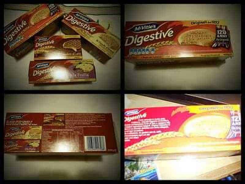Mcvitie's original digestive: Digestive avventi in vari formati, prodotti per la colazione e snack, mostrati in diverse angolazioni con il packaging rosso e giallo, ideali per un'alimentazione pratica e gustosa.