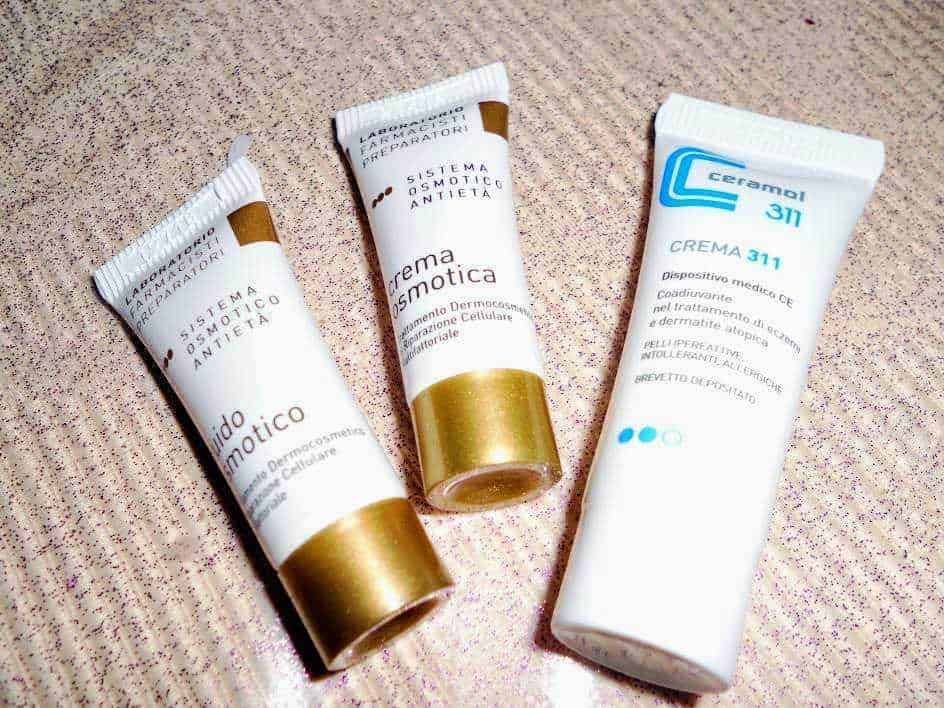 Crema dermatologica in tubetti e crema medicale CE Ceramol 311 per trattamento pelle secca e irritata, ideale per dermatiti e infiammazioni cutanee, cosmetici e prodotti per la cura della pelle.
