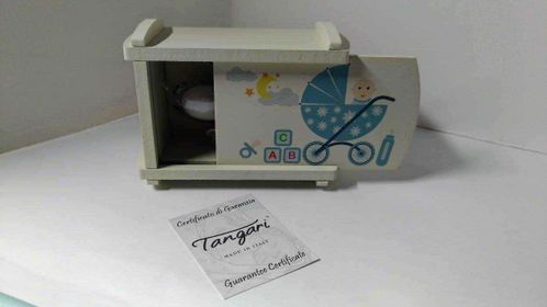 Tangari bomboniere per ogni evento della vita 5 Cestone porta oggetti in legno per cameretta neonato con decorazioni e scatola, ideale per conservare piccoli oggetti per bambini e accessori nascita.