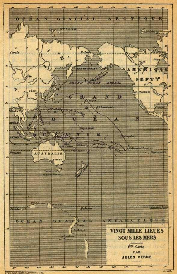 Verne e 20.000 leghe sotto i mari 2 Mappe storiche dell'oceano Pacifico, antiche carte nautiche, Jules Verne, esplorazione marittima, Appunti Sul Blog.