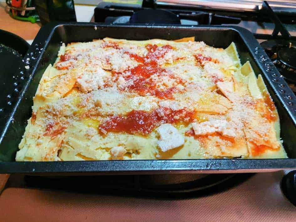 Lasagne con zucchine grigliate al microonde, vapore e Crisp
