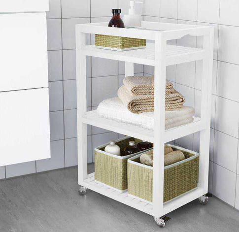 Mobili da bagno sospesi per piccoli bagni moderni 9 Armadio portaoggetti con ripiani in bagno, tessuti utili e cosmetici in contenitori in stile moderno.