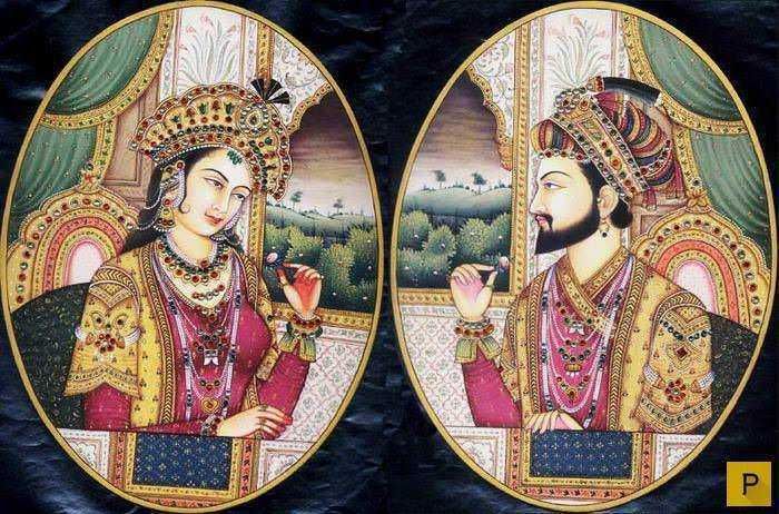 7 Storie d'amore tragiche nella storia, brevi e intense 7 Ritratti tradizionali di un sovrano e di una sovrana indiana, dettagliati con gioielli e abiti ricchi, rappresentando l'arte e la cultura dell'India.