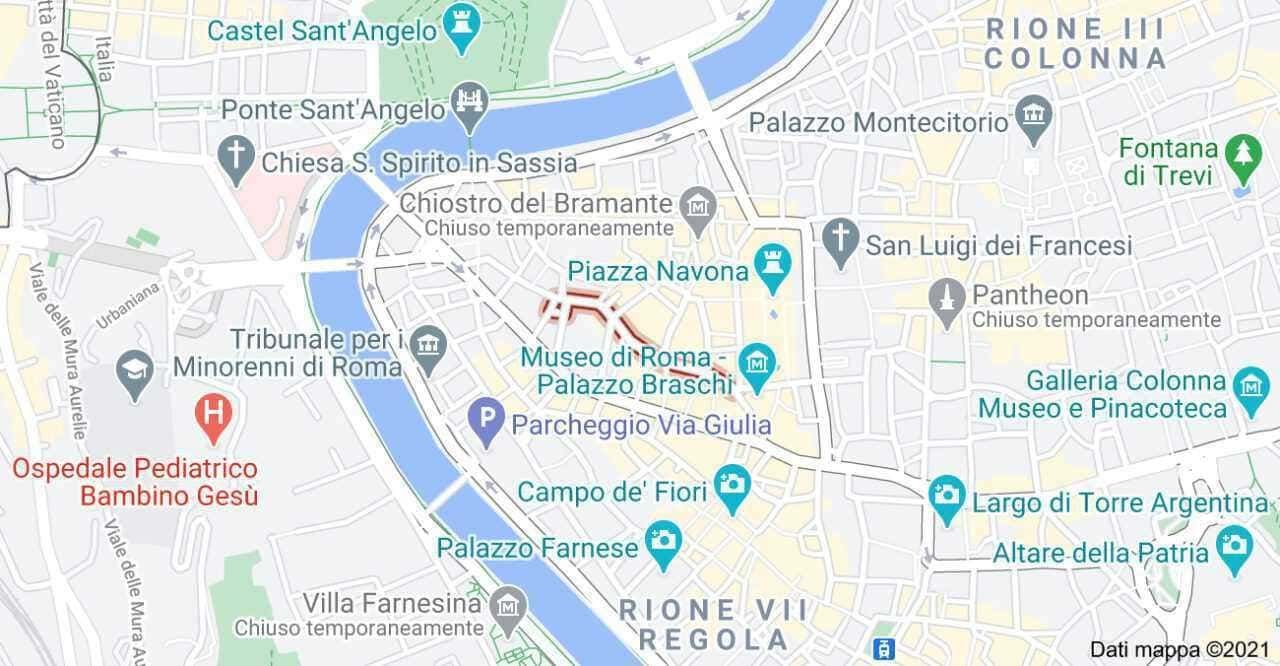 Castel Sant'Angelo e Ponte Sant'Angelo sul fiume Tevere a Roma, vista panoramica della città storica e delle attrazioni principali del centro storico di Roma.