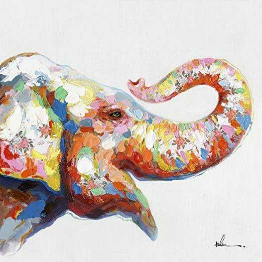 Colorato dipinto digitale di un elefante con tonalità vivaci e pennellate artistiche, rappresentazione astratta di un elefante in stile artistico espressivo.