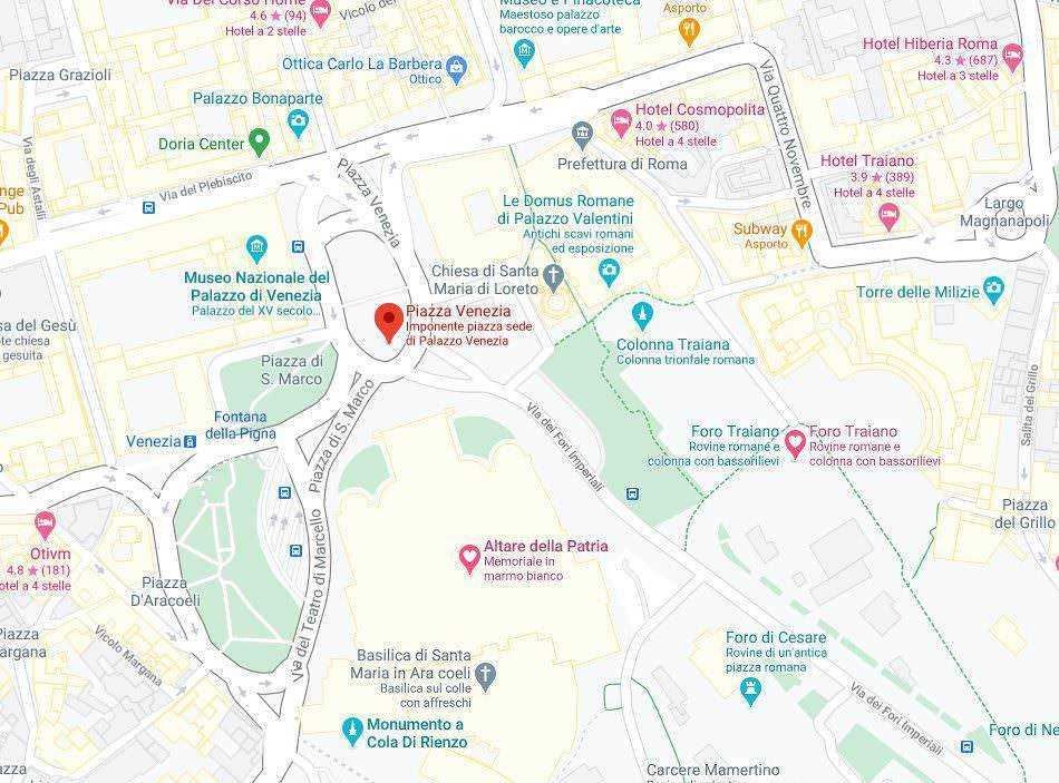 Piazza Venezia, punto centrale di Roma