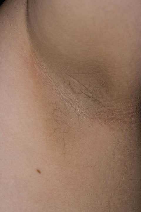 Pelle del collo con capelli corti e lisci, in primo piano, dettaglio naturale.