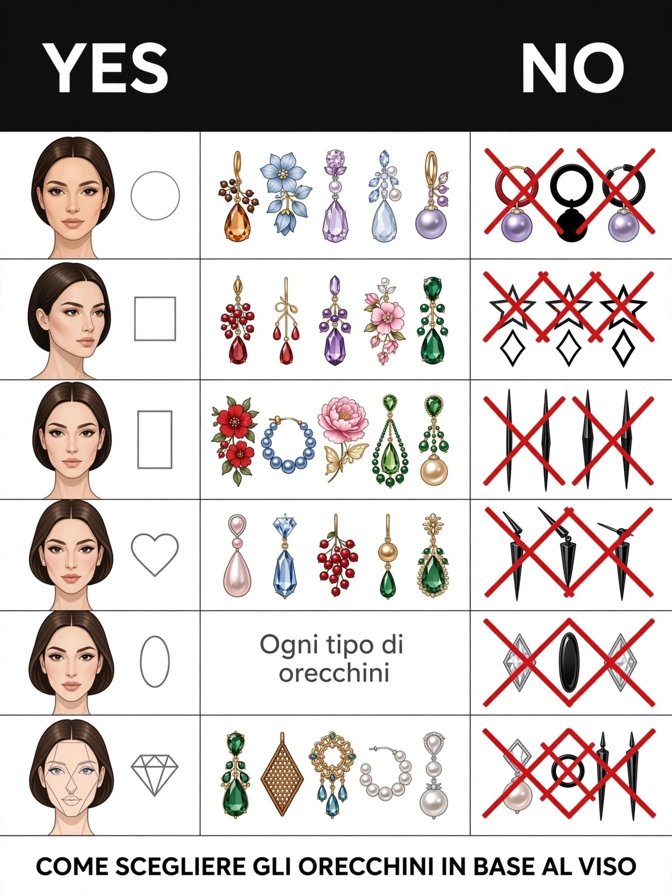 Come scegliere gli orecchini giusti in base al viso.