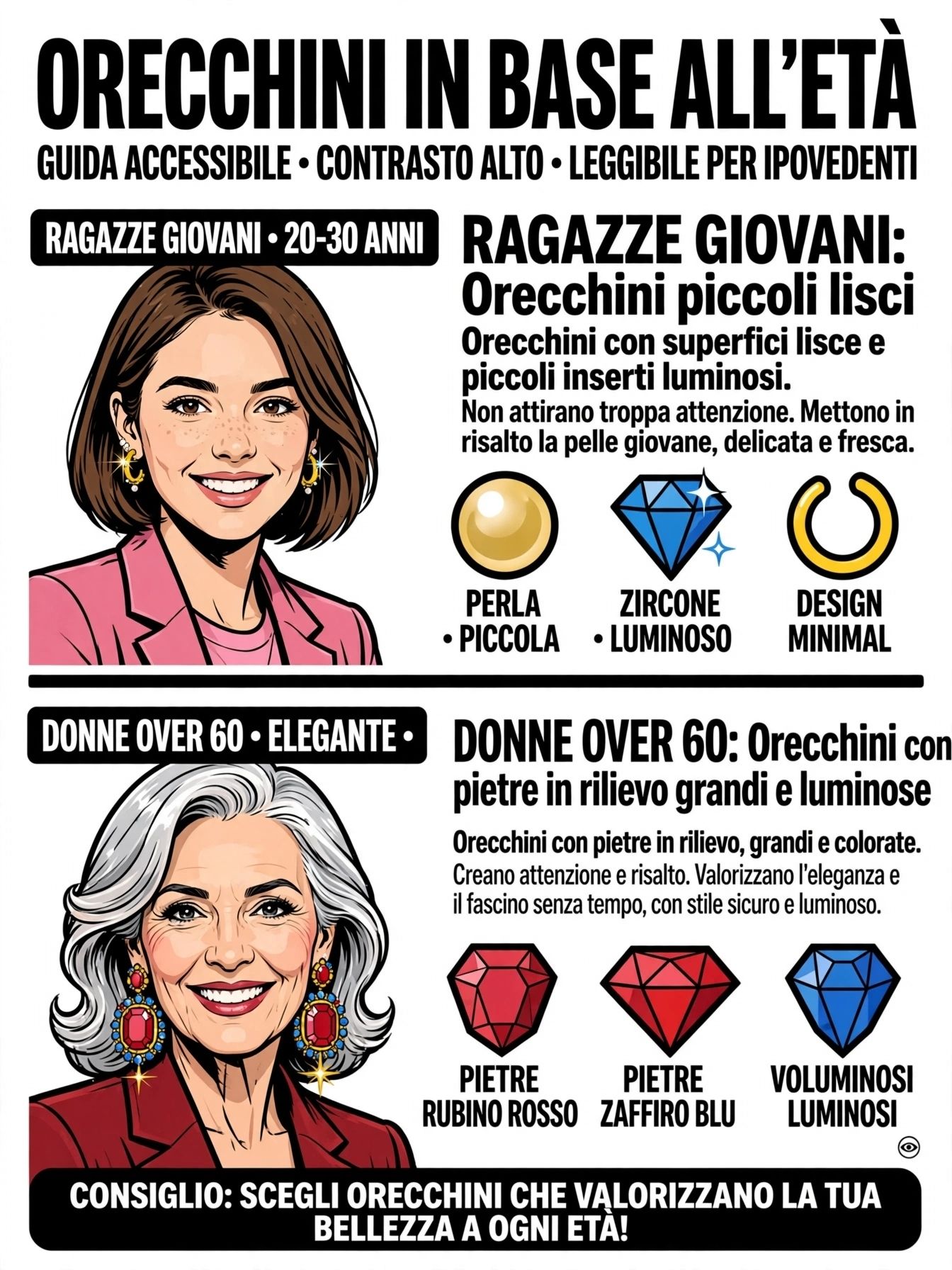 Orecchini in base all'età