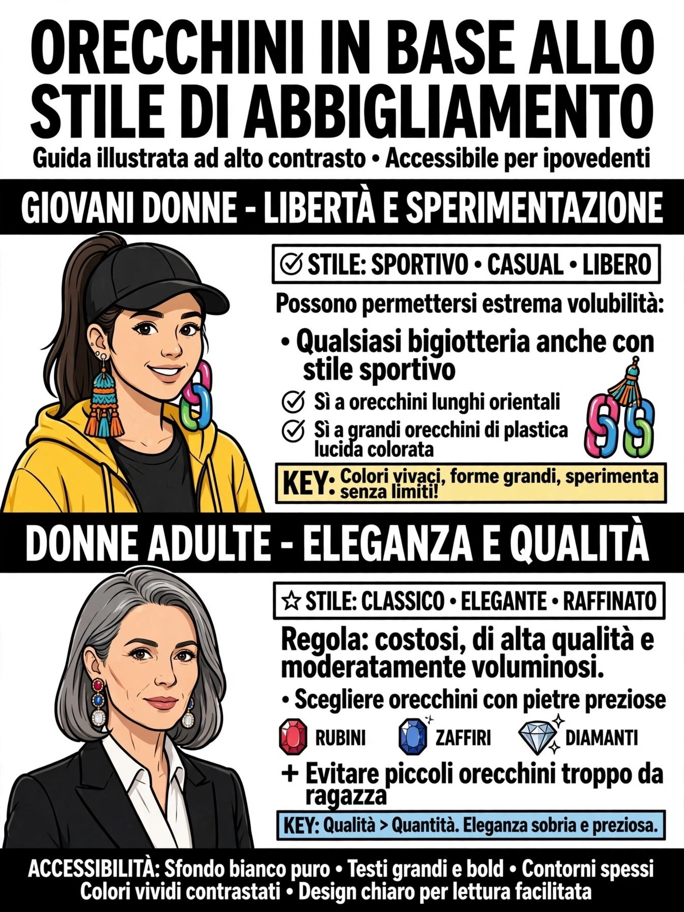 Orecchini in base allo stile di abbigliamento