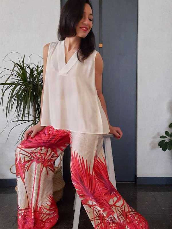 Come abbinare i pantaloni fantasia negli outfit 5 Pantalone palazzo