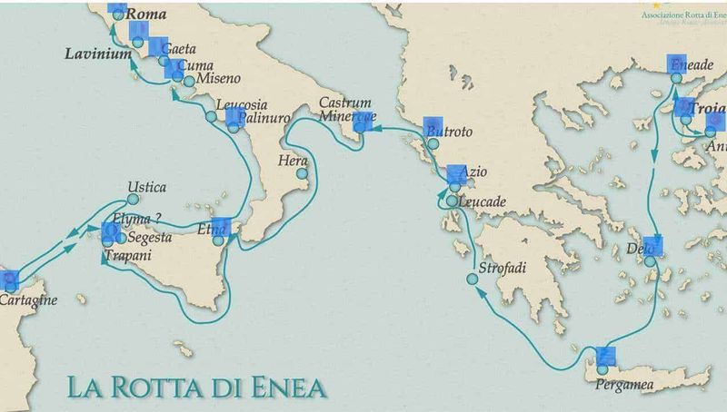 Costiera cilentana posti da visitare tra mare e terra 16 Itinerario della rotta di Enea nel Mar Mediterraneo e dettaglio delle rotte e tappe principali.