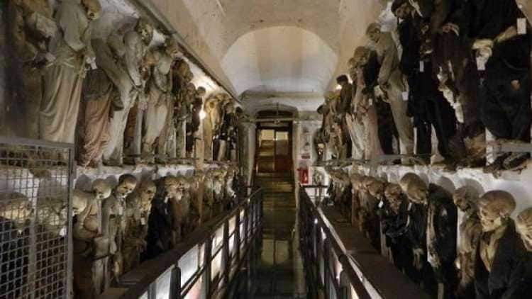 Vetrina storica con statue di marmo raffiguranti personaggi celebri, ambientata in un museo o monumento italiano, ideale per appassionati di storia e arte italiana.