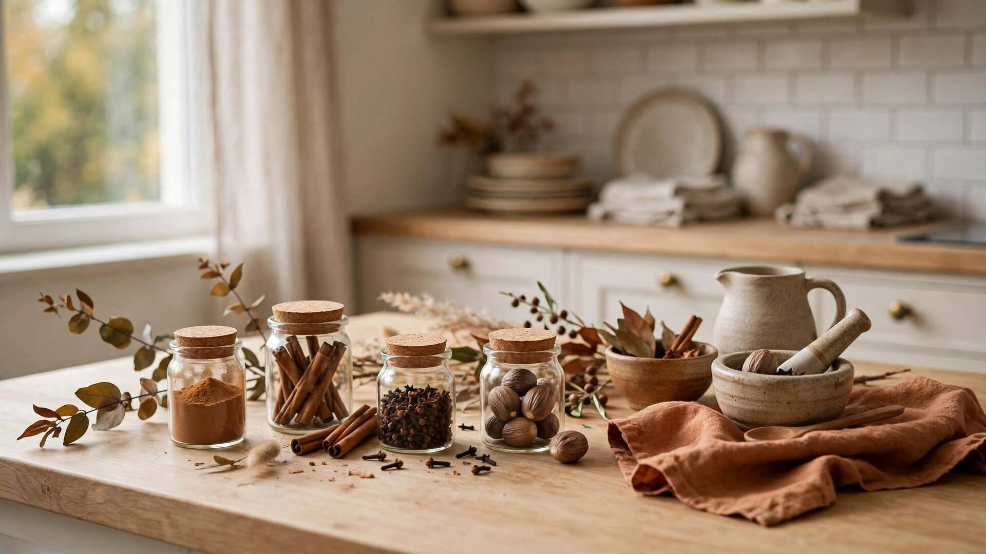 Spezie autunnali in cucina con cannella e chiodi di garofano