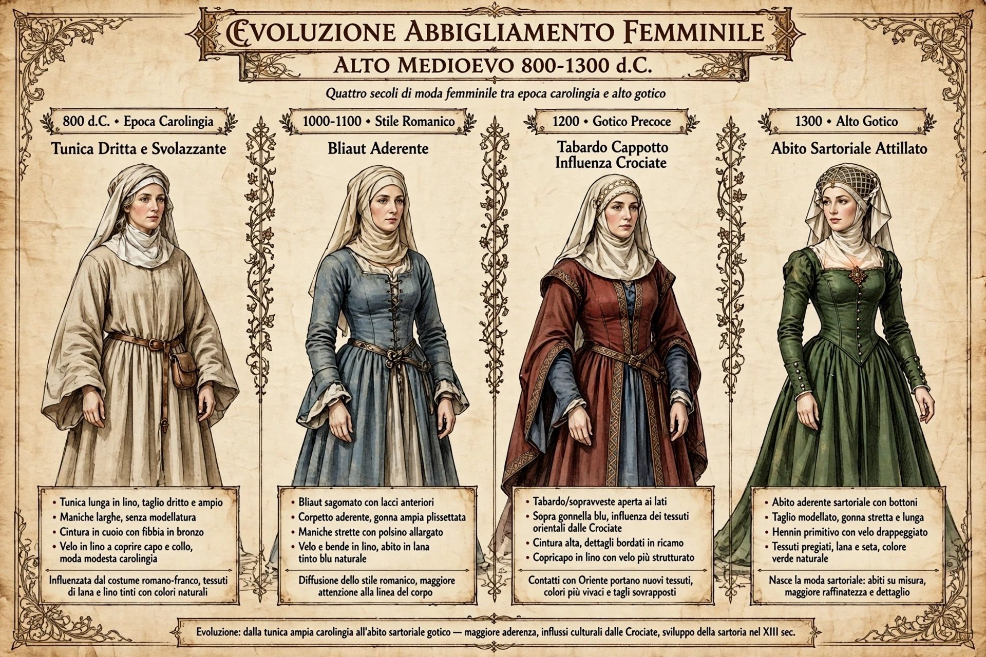 Abbigliamento femminile nel medioevo