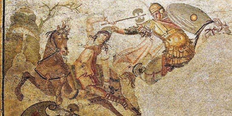 Guerrieri Romani in battaglia su un antico affresco, armati di scudi e lance, raffigurati con dettagli storici e artistici, in stile di epoca classica.