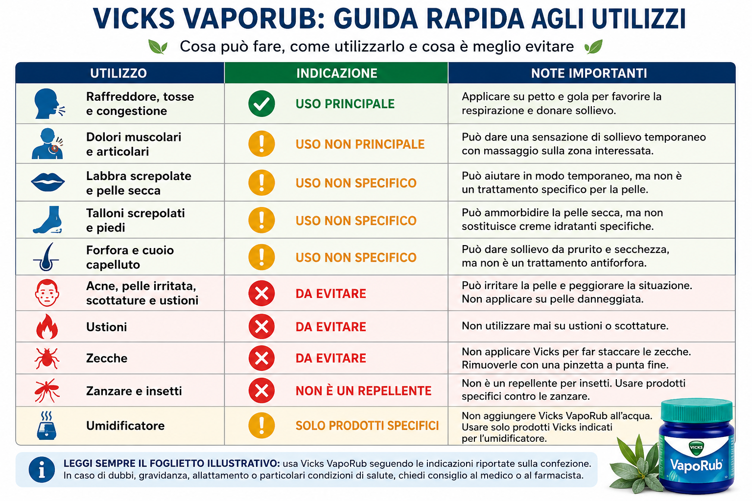 Vicks VapoRub cosa può fare e cosa non fare