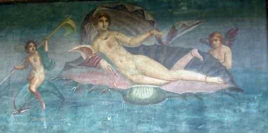 Affresco antico con ostriche e Afrodite