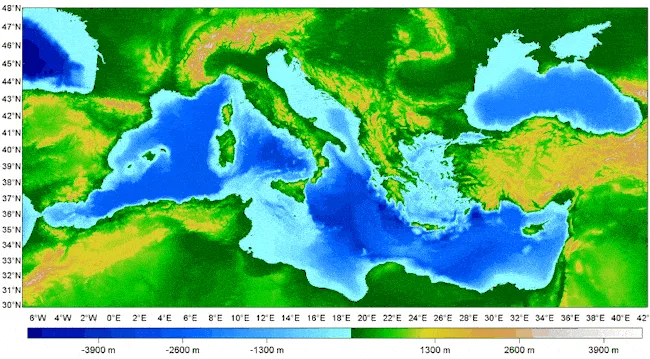 Topografia sottomarina del Mar Mediterraneo