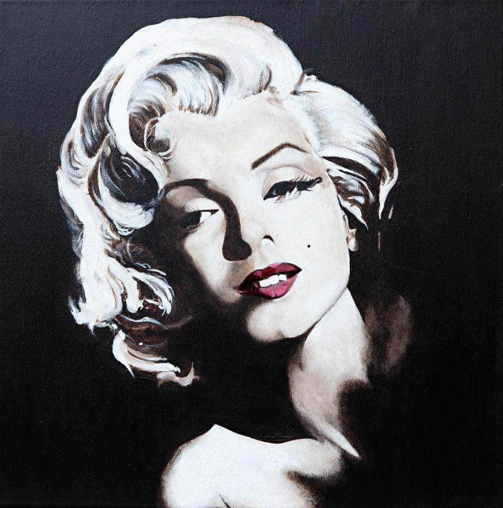 Marilyn Monroe dipinto iconico, arte pop, ritratto celebrità, arte moderna, icona della cultura pop, decorazione di interni, collezione d'arte.