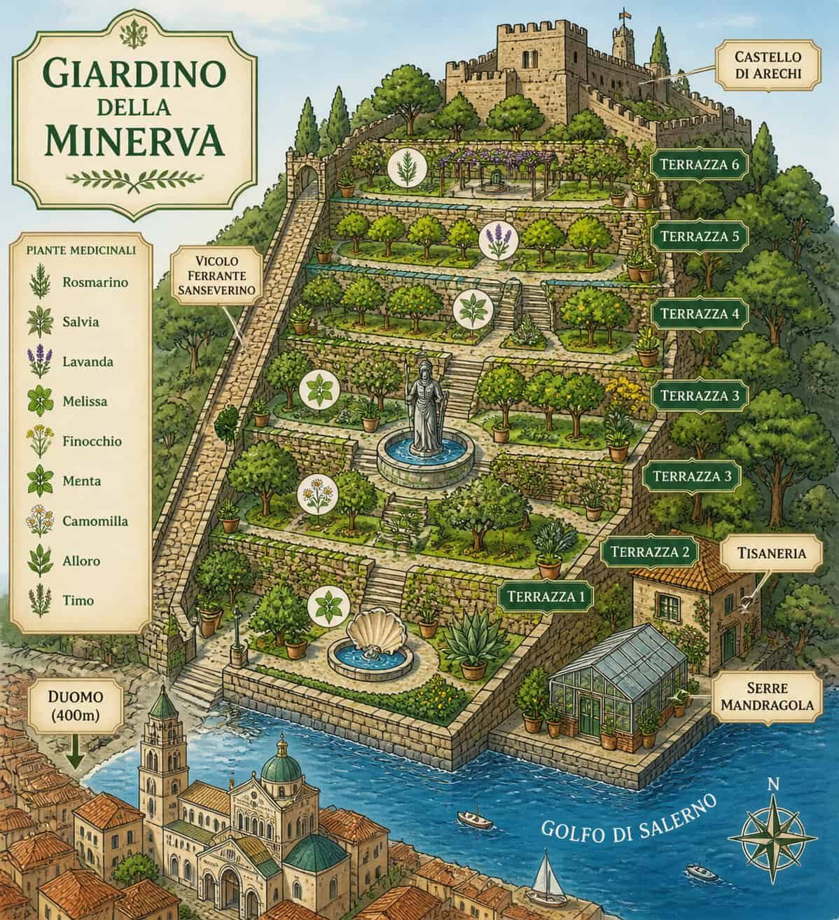 Giardino della Minerva Salerno del XII secolo (2026): storia, piante medicinali e curiosità