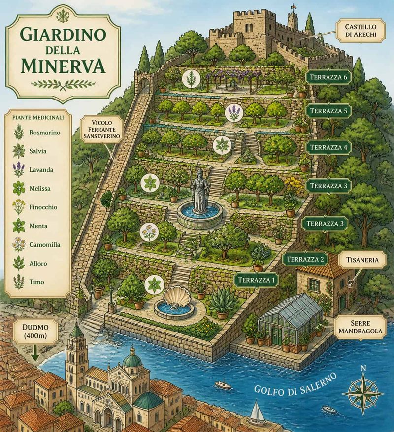Giardino della Minerva Salerno del XII secolo (2026): storia, piante medicinali e curiosità 18 Giardino della Minerva Salerno del XII secolo (2026): storia, piante medicinali e curiosità
