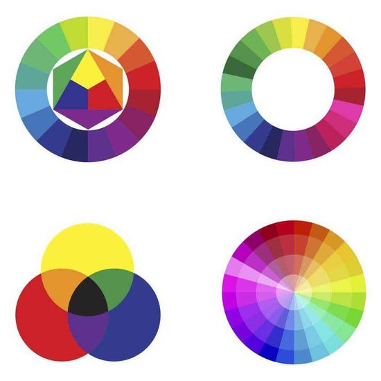 Come Abbinare i colori con ruota Itten 6 Color wheel diagram with multiple color sections and overlapping areas for color theory illustration.