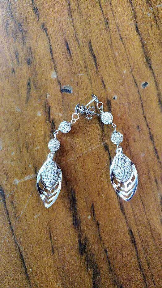 Orecchini Pendenti Con Nappe in Cristallo Di Strass Color Argento Da