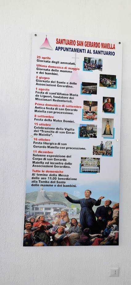 Sanctuario di San Gerardo Maiella con calendario eventi, celebrazioni religiose e manifestazioni culturali, promuovendo tradizioni e fede nella comunità.