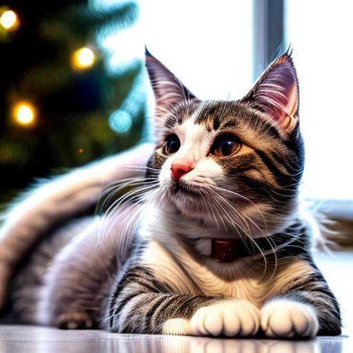 Gatto durante una vacanza in montagna a Natale