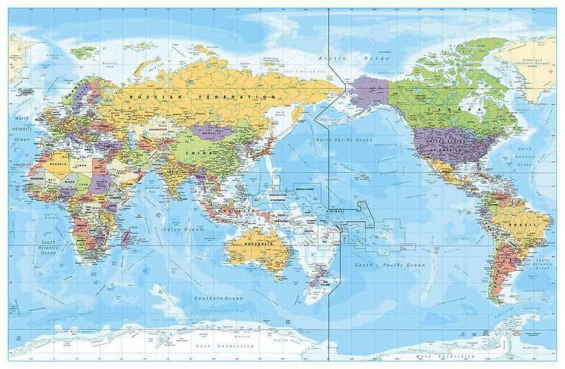 Oceano Pacifico perché si chiama così? 4 teorie 5 Mappa del mondo politicamente colorata con continenti evidenziati, perfetta per articoli su geografia, viaggi e cultura globale.