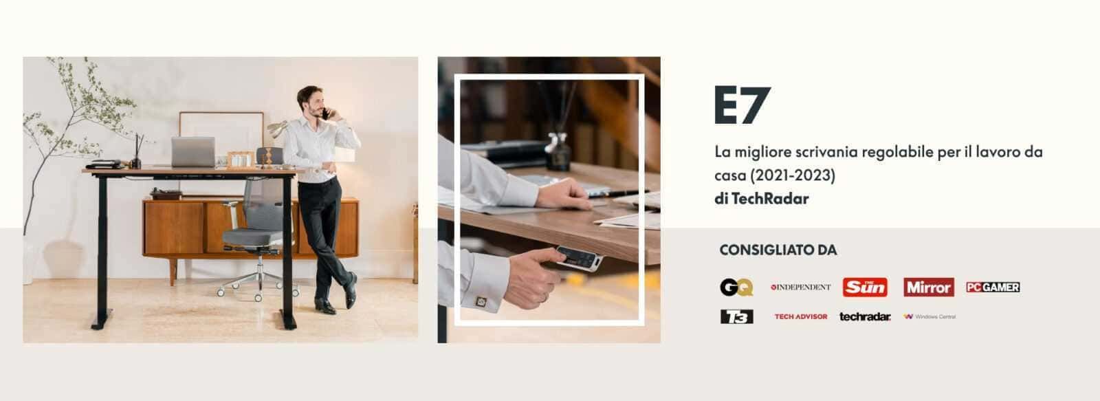 Scrivania regolabile per lavoro da casa e ufficio, con tecnologia ergonomica e design moderno ideale per produttività e comfort.