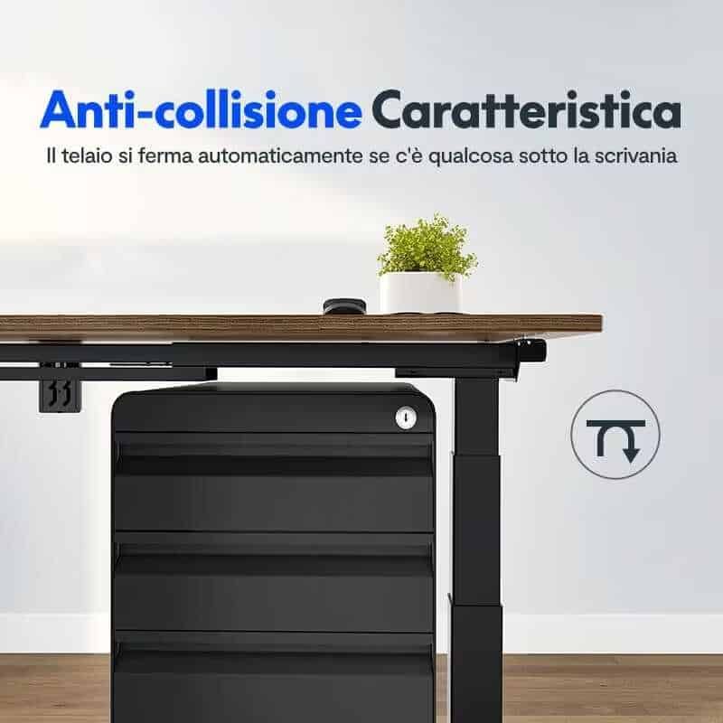 Anti-collision struttura scrivania in ufficio con sistema di sicurezza automatico, funzionale per prevenire incidenti e garantire stabilità, ideale per ambienti di lavoro moderni e sicuri.