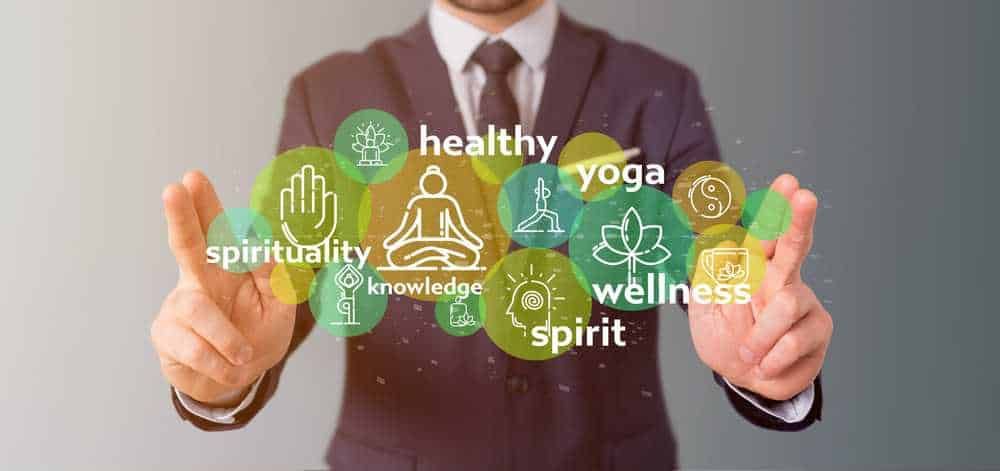 Mindfulness e benessere, salute naturale e yoga, spiritualità e conoscenza, equilibrio mentale, stile di vita sano e spirituale, concetti di benessere e spiritualità, benessere olistico e crescita personale.