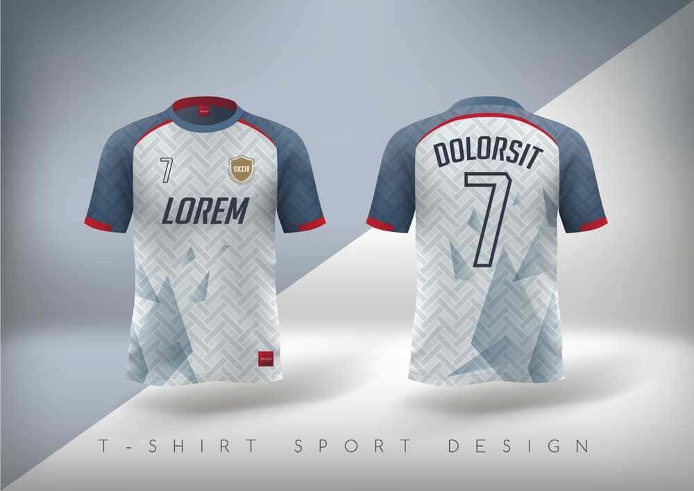Stringa di testo SEO: maglietta sportiva con design moderno, set di divise calcio personalizzate, modello frontale e posteriore, ideale per squadre sportive, realizzata in tessuto traspirante, perfetta per allenamenti e partite.