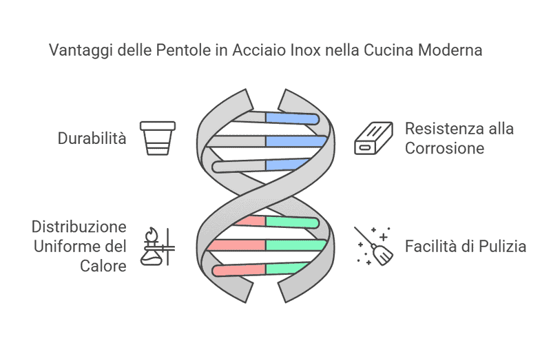 Come cucinare con pentole in acciaio inox 2 Alta qualità delle pentole in acciaio inox per la cucina moderna, resistente alla corrosione e facile da pulire.