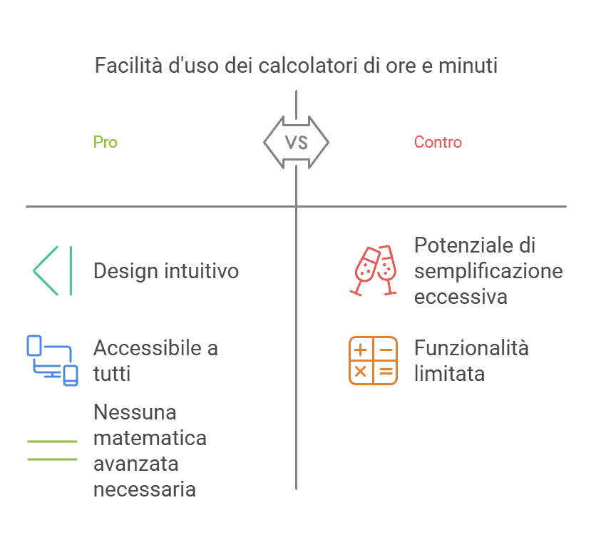 Calcolatrice semplice con confronto tra pro e contro, evidenziando benefici come design intuitivo e accessibilità, contro potenziali semplificazioni e funzionalità limitate, ideale per un uso rapido e pratico.