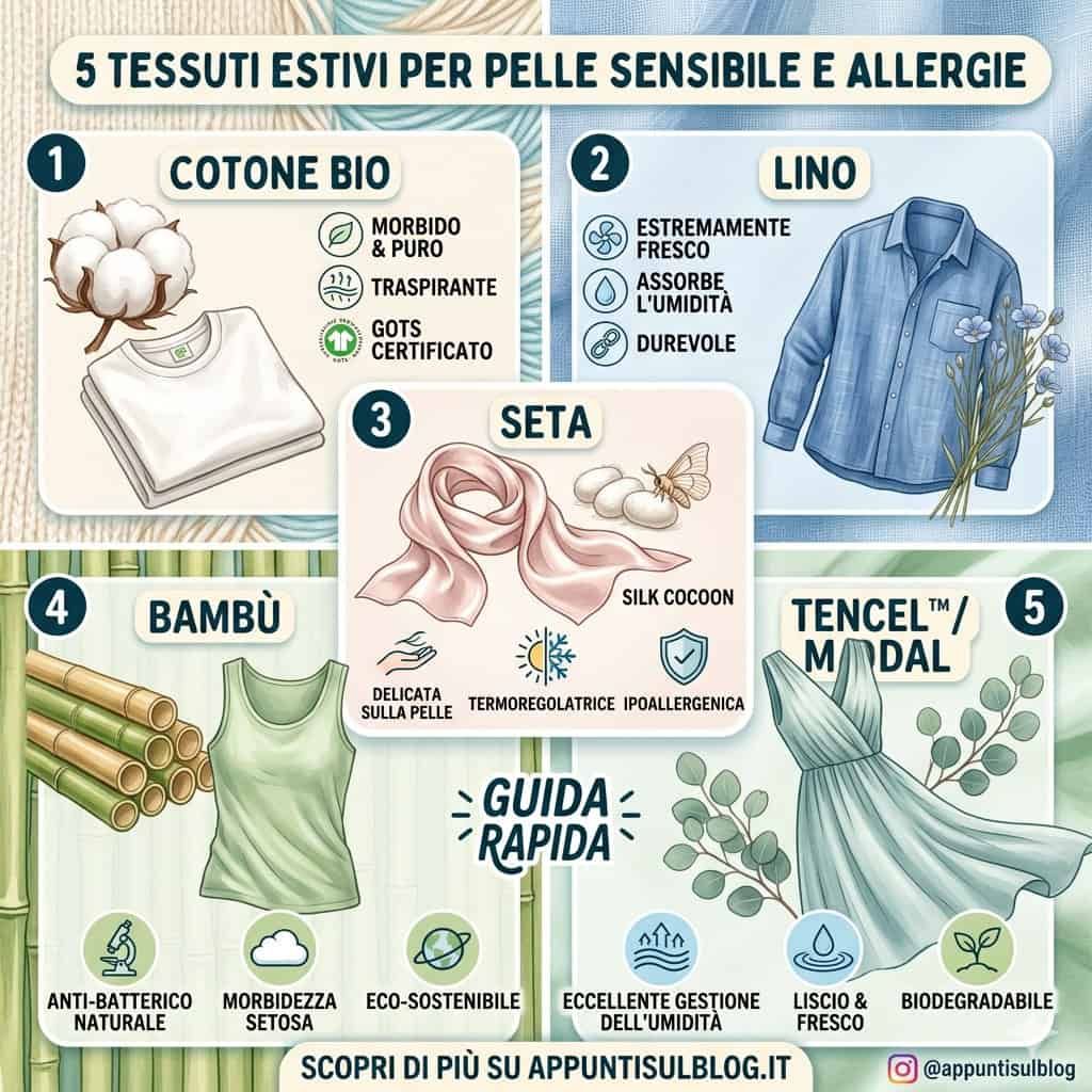 Tessuti estivi ipoallergenici: 5 Tessuti estivi per pelle sensibile e allergie